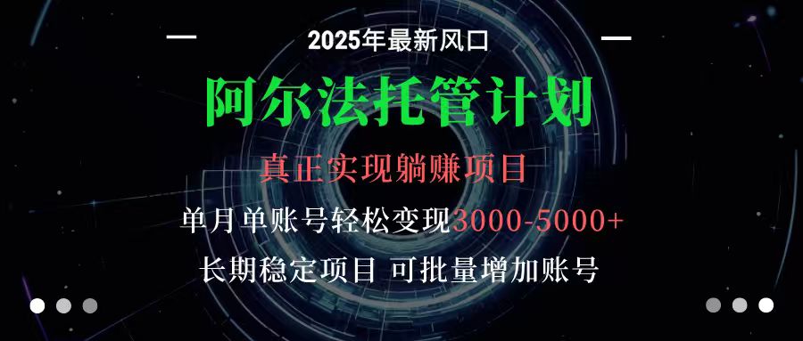 阿尔法托管计划 单账号月入3000-5000，长期稳定项目，新手小白轻松上手-heixxmi