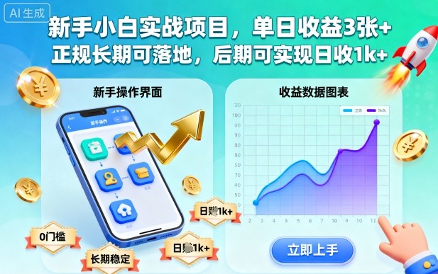 新手小白实战项目，单日收益3张+，正规长期可落地，后期可实现日收1k+【揭秘】-heixxmi