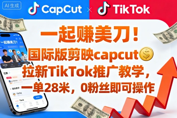 一起賺美刀！国际版剪映capcut拉新TikTok推广教学，一单28米，0粉丝即可操作(附推广入口和教学)-heixxmi
