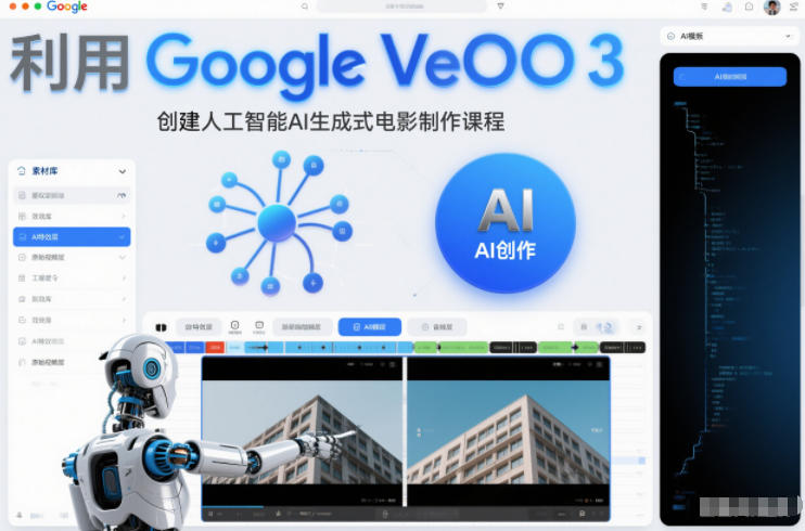 利l用Google Veo 3创建人工智能AI生成式电影制作课程，使用人工智能的力量创建令人惊叹的视频-heixxmi