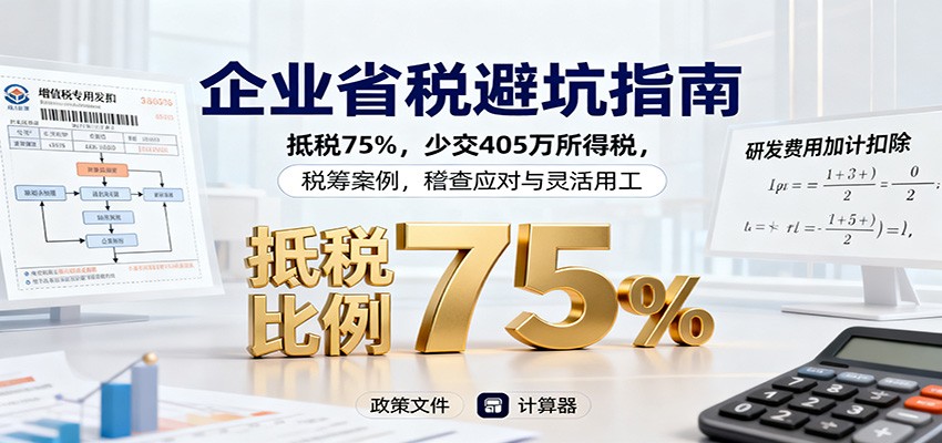 企业省税避坑指南：抵税75%，少交405万所得税，税筹案例，稽查应对与灵活用工-heixxmi