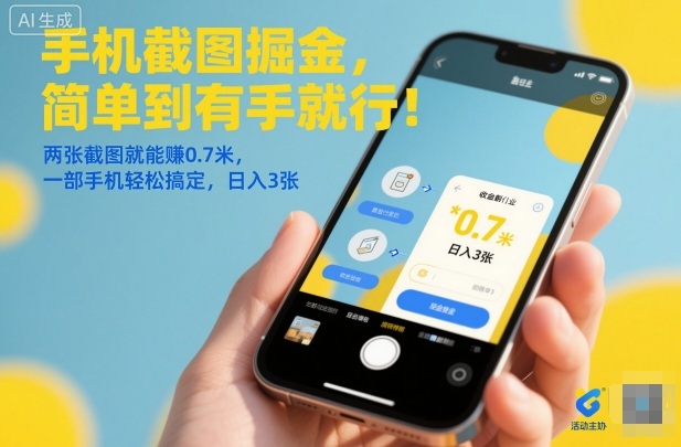 手机截图掘金，简单到有手就行！两张截图就能賺0.7米，一部手机轻松搞定，日入3张【揭秘】-heixxmi