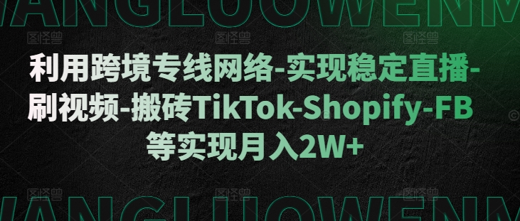 利用跨境专线网络-实现稳定直播-刷视频-搬砖TikTok-Shopify-FB等实现月入2W+【揭秘】-heixxmi