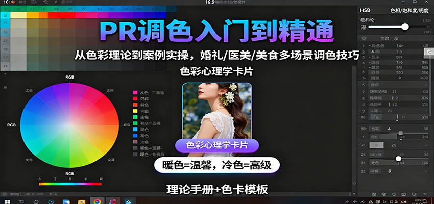 PR调色入门到精通：从色彩理论到案例实操，婚礼/医美/美食多场景调色技巧-heixxmi