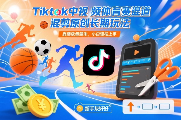 Tiktok中视频体育赛道混剪原创长期玩法，靠播放量賺米，小白轻松上手-heixxmi