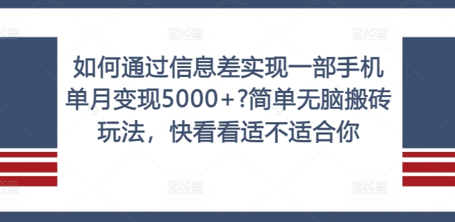 如何通过信息差实现一部手机单月变现5000+?简单无脑搬砖玩法，快看看适不适合你【揭秘】-heixxmi