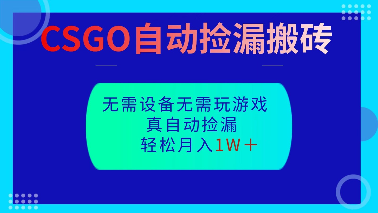 CSGO自动捡漏搬砖，当天操作当天见结果，无需了解游戏，包教包会包落地-heixxmi