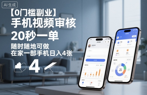 【0门槛副业】手机视频审核，20秒一单，随时随地可做，在家一部手机日入4张【揭秘】-heixxmi