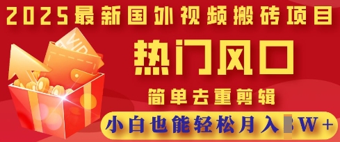 2025最新视频搬砖项目，热门风口，简单去重剪辑，小白也能轻松月入过W-heixxmi