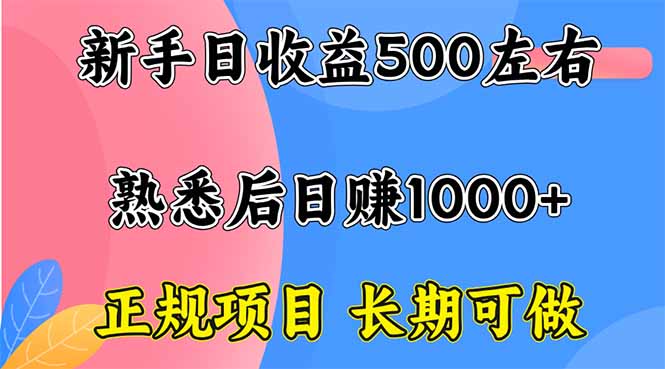 新手日收益500+ 正规项目 长期可做-heixxmi
