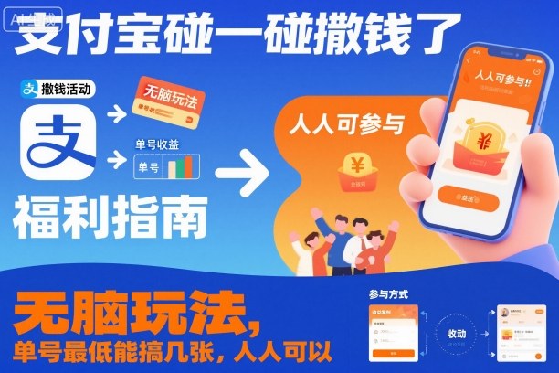 支付宝碰一碰撒钱了，无脑玩法，单号最低能搞几张，人人可以撸【揭秘】-heixxmi