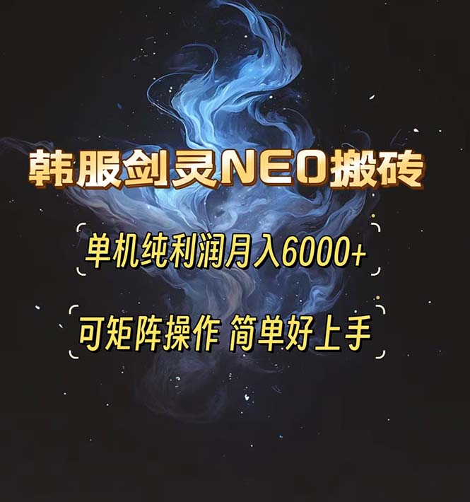 韩服剑灵NEO搬砖攻略，单机纯利润月入6000+ 可矩阵操作，简单好上手。-heixxmi