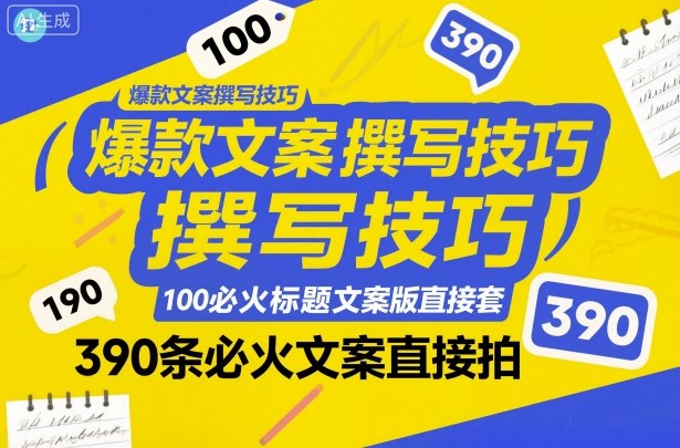 爆款文案撰写技巧，100个必火标题文案模版直接套，390条必火文案直接拍-heixxmi
