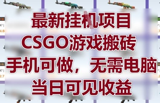 最新挂G项目，CSGO游戏搬砖，手机可做，无需电脑，当日见收益【揭秘】-heixxmi