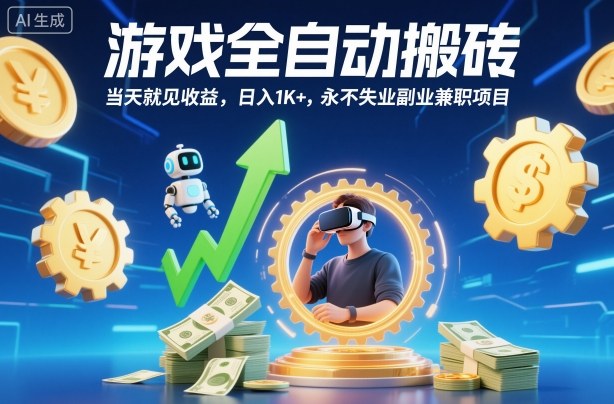 游戏全自动搬砖，当天就见收益，日入1K+，永不失业副业兼职项目【揭秘】-heixxmi