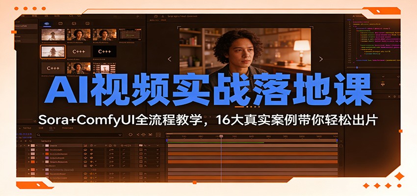 AI视频实战落地课：Sora+ComfyUI全流程教学，16大真实案例带你轻松出片-heixxmi
