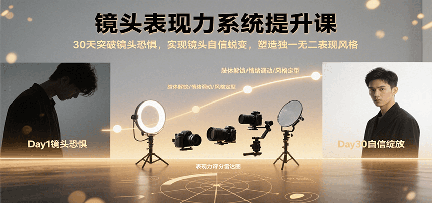 镜头表现力系统提升课，30天突破镜头恐惧实现自信蜕变，塑造独一无二表现风格-heixxmi