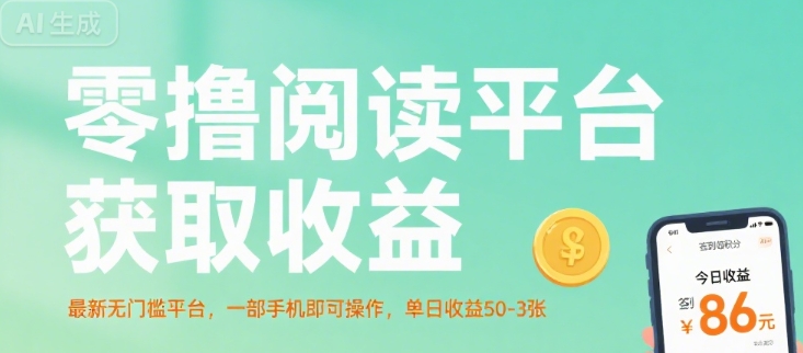 零撸阅读平台获取收益，最新无门槛平台，一部手机即可操作，单日收益50-3张【揭秘】-heixxmi