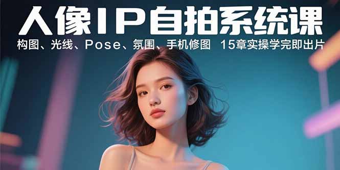 人像IP自拍系统课：构图、光线、Pose、氛围、手机修图 15章实操学完即出片-heixxmi