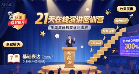 21天在线演讲密训营，王牌演讲招商课程系统-heixxmi