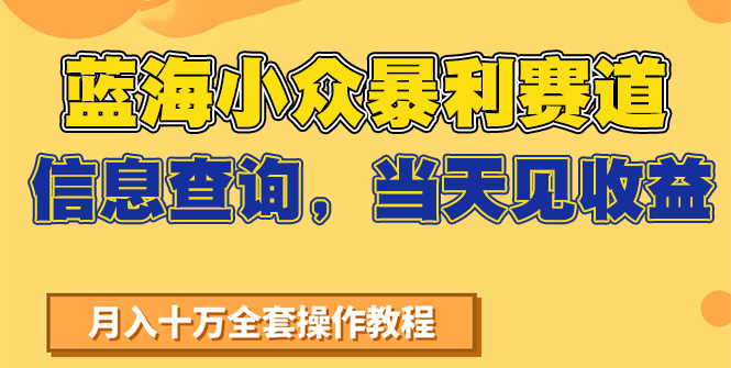 蓝海小众暴利赛道，信息查询，当天见收益，不讲玄学，7天搞了2万+-heixxmi