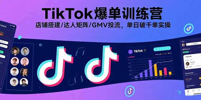 TikTok爆单训练营，店铺搭建/达人矩阵/GMV投流，单日破千单实操-heixxmi