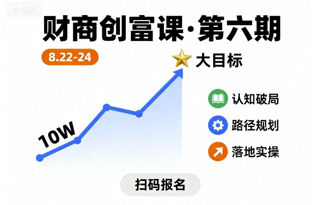 财商创富课第六期8月22-24号，如何从10W起步，一步步实现大目标-heixxmi