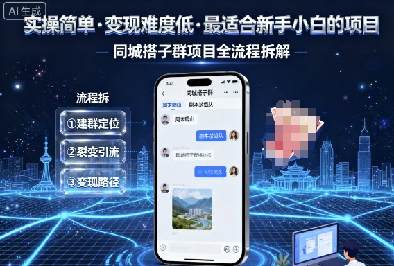 实操简单，变现难度低，最适合新手小白做的项目，每天轻松收入3张，同城搭子群项目全流程拆解-heixxmi