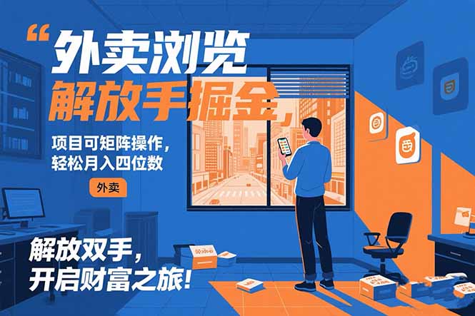 外卖浏览掘金项目 可矩阵操作 轻松日入500+-heixxmi