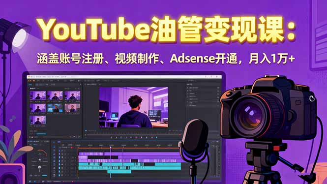2025YouTube油管变现课：涵盖账号注册、视频制作、Adsense开通，月入1万+-heixxmi