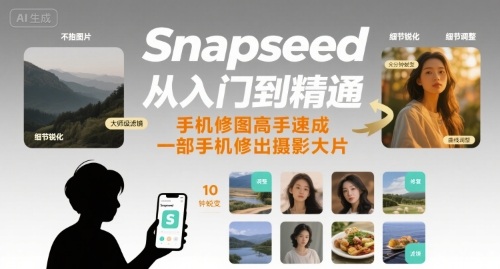 Snapseed从入门到精通，手机修图高手速成，一部手机就能修出摄影大片-heixxmi