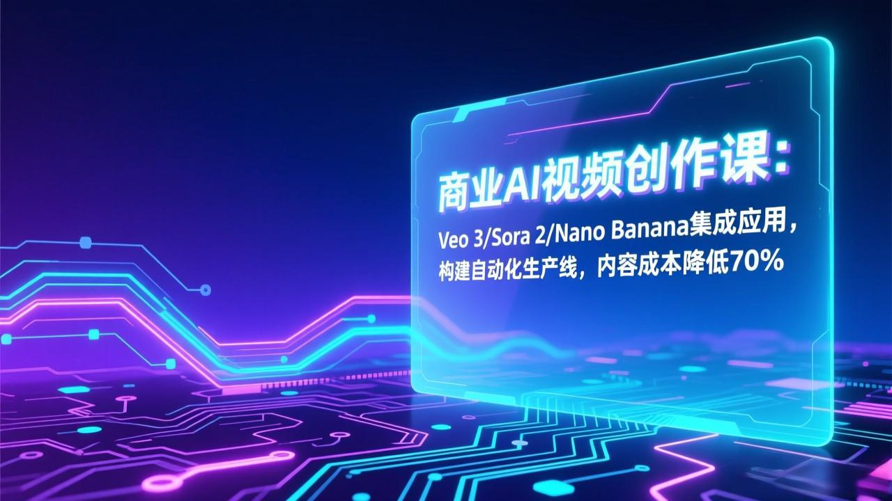商业AI视频创作课：Veo 3/Sora 2/Nano Banana集成应用，构建自动化生产线，内容成本降低70%-heixxmi