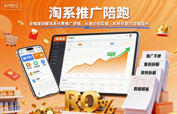 淘系推广陪跑，全维度讲解淘系付费推广逻辑，从理论到实操，系统化助力店铺盈利-heixxmi