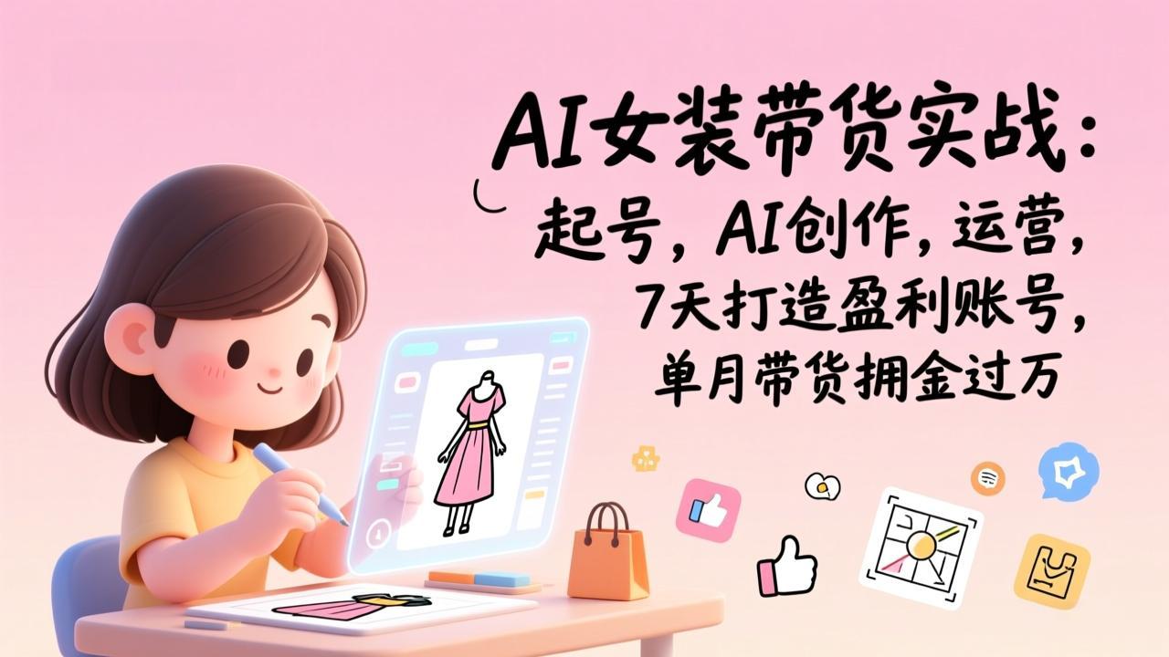 AI女装带货实战：起号，AI创作，运营，7天打造盈利账号，单月带货佣金过万-heixxmi