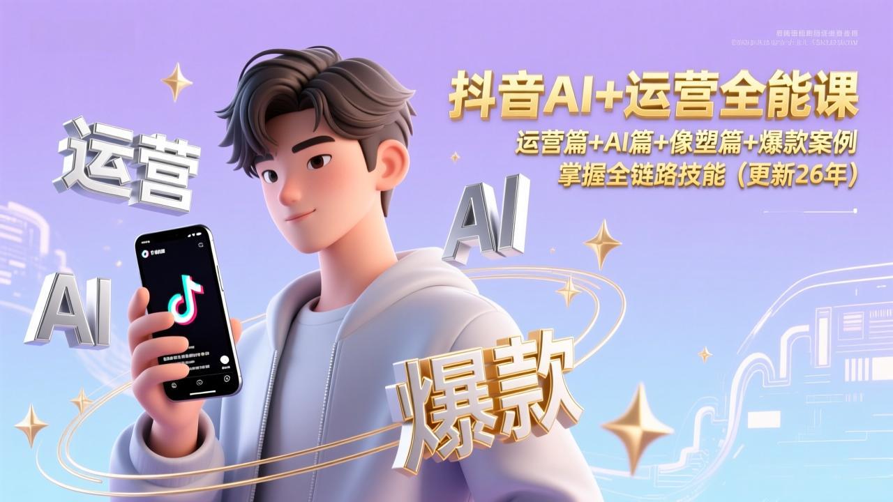 抖音AI+运营全能课，运营篇+AI篇+像塑篇+爆款案例，掌握全链路技能(更新26年-heixxmi