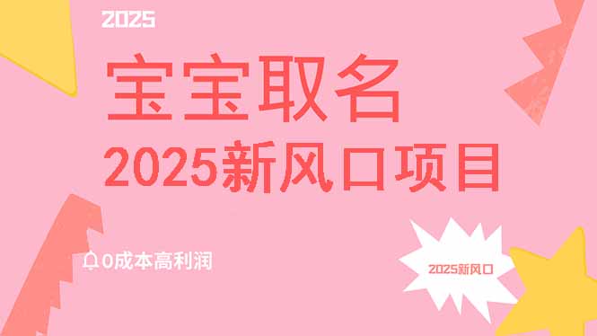 2025新风口项目宝宝取名，0成本高利润，附保姆级教程，月入过万不是梦-heixxmi