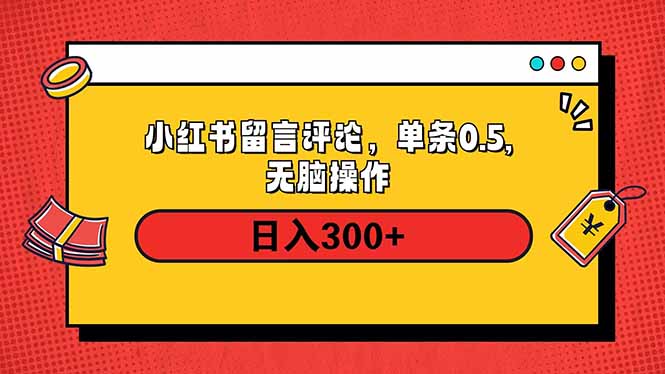 小红书评论单条0.5元，日入300＋，无上限，详细操作流程-heixxmi