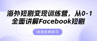 海外短剧变现训练营，从0-1全面讲解Facebook短剧-heixxmi