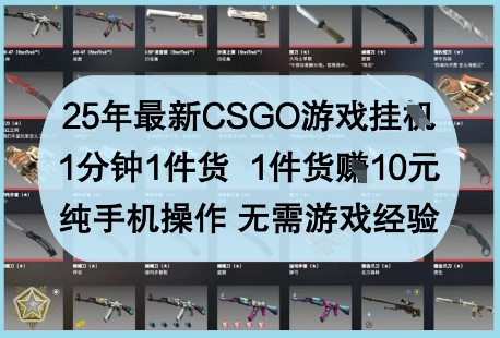 25年最新CSGO游戏挂G，1分钟1件货，1件货挣10元，纯手机操作，无需游戏经验【揭秘】-heixxmi