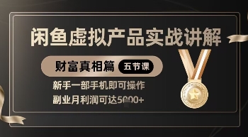 精品！闲鱼虚拟产品实战讲解，新手一部手机即可操作，副业月利润可达5k+-heixxmi