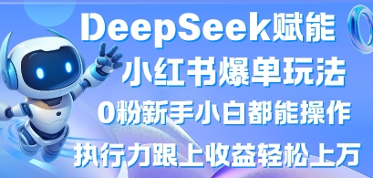 DeepSeek赋能小红书爆单玩法0粉新手小白都能操作，执行力跟上收益轻松上W，懒人勿做-heixxmi
