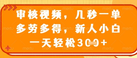视频审核员，几秒一单，不限时间，不限地点，多做多得，新人小白一天轻松几张+【揭秘】-heixxmi