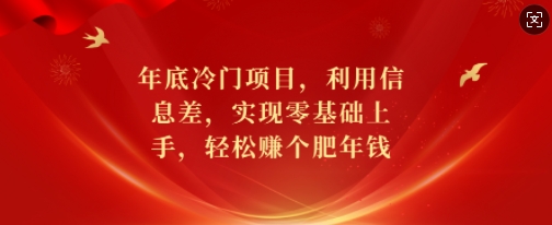 年底冷门项目，利用信息差，实现零基础上手，轻松赚个肥年钱【揭秘】-heixxmi