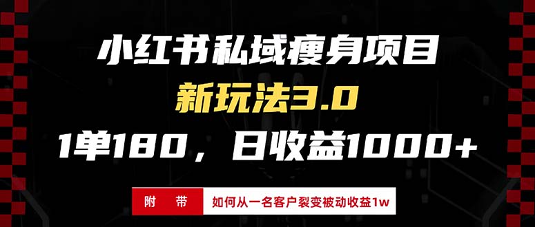 小红书瘦身项目3.0模式，新手小白日赚收益1000+(附从一名客户裂变收益...-heixxmi