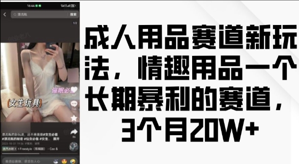 成人用品赛道新玩法，情趣用品一个长期暴利的赛道，3个月收益20个【揭秘】-heixxmi