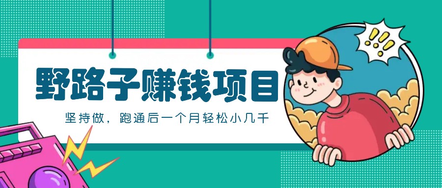 一个人就能操作的野路子赚钱项目，零成本零门槛坚持做，跑通后一个月小几千！-heixxmi