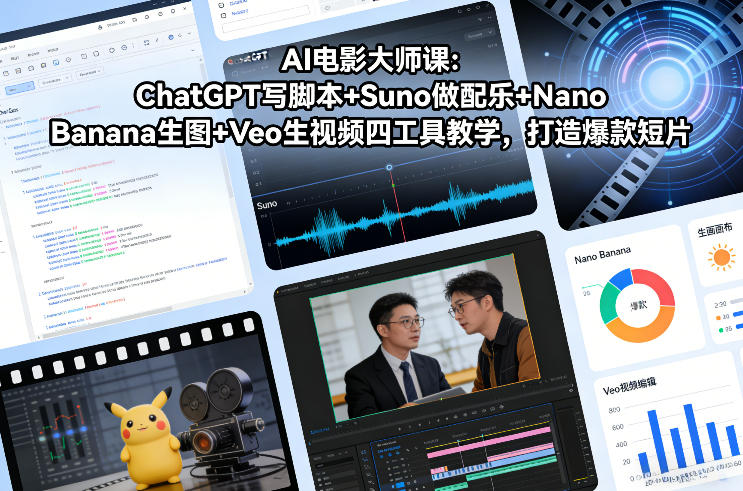 AI电影大师课：ChatGPT写脚本+Suno做配乐+Nano Banana生图+Veo生视频，打造爆款短片-heixxmi