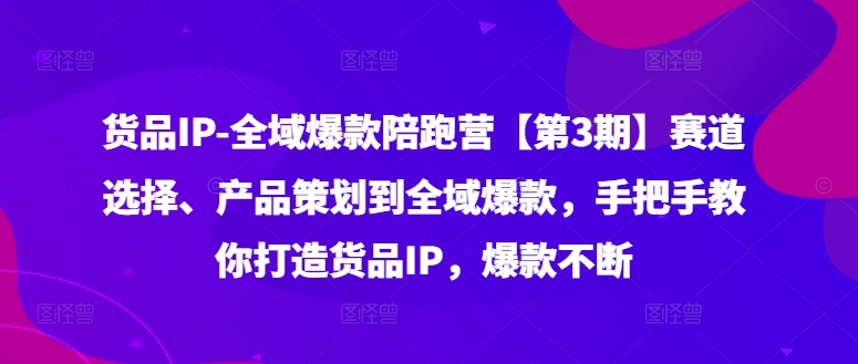 货品IP全域爆款陪跑营【第3期】赛道选择、产品策划到全域爆款，手把手教你打造货品IP，爆款不断-heixxmi