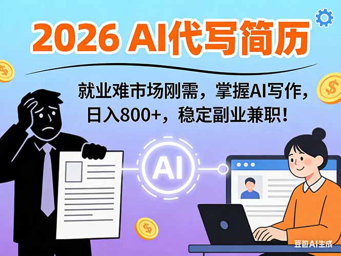 AI代写简历，超暴利，用万能模板月入1-3万实战教程，2026年市场刚需！-heixxmi