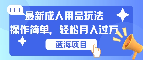 最新成人用品项目玩法，操作简单，动动手，轻松日入几张【揭秘】-heixxmi
